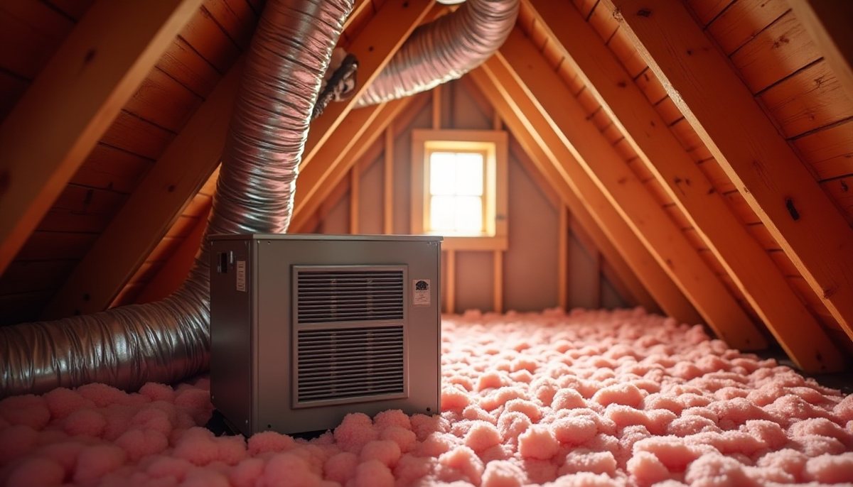 Air handler and flexible ductwork in a hot attic